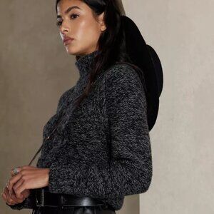 Banana Republic Arran Cable Knit Sweater - Dark Charcoal - Ws Medium - NWT